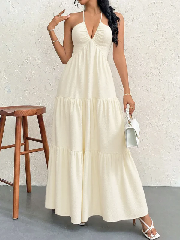 Halter Neck Tiered Maxi Dress