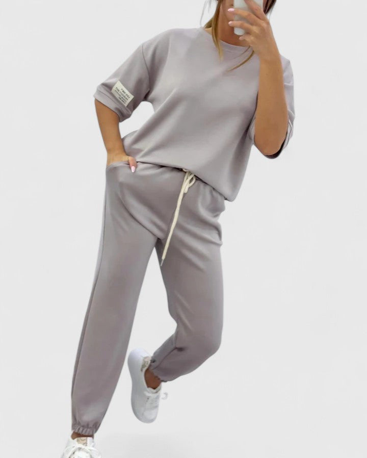 Casual women's clothing, including a plain-colored top and pants